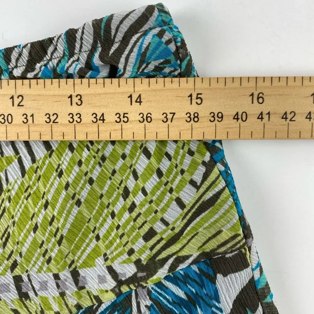 Ruby Rd Petite Maxi/Midi Skirt 10P Green Multi Floral Sheer Overlay Lined Flowy
